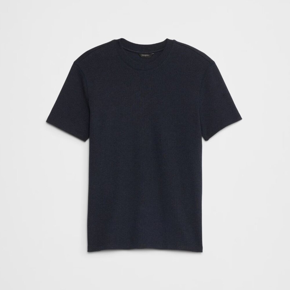 Banana Republic Slim Fit Mini Ribbed Shirt, Navy Heather, Large, EUC